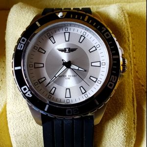 INVICTA Silver Dial Black Silicone Strap Watch